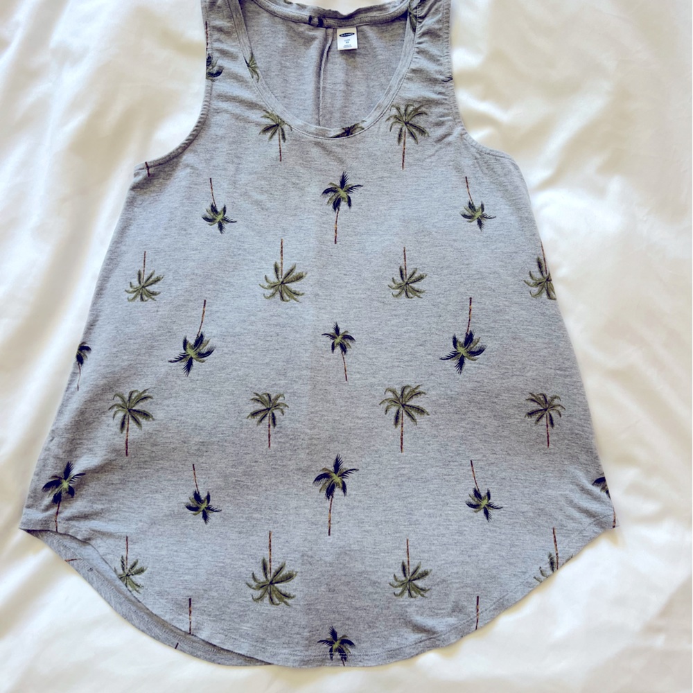 Old Navy -gray (green palm tree design) XS tank top